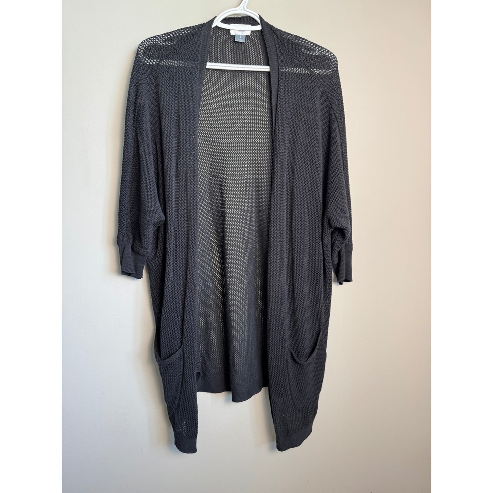 Old Navy Open Front Knit Cardigan Sweater Large Pockets Black Boho Minimalist